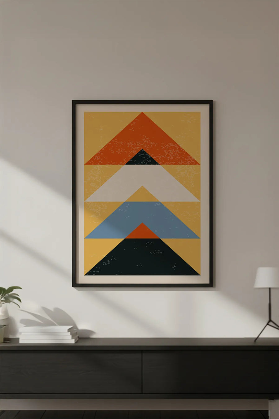 Ahşap Siyah Çerçeveli Soyut Geometrik Desenli Tablo | Huhu602