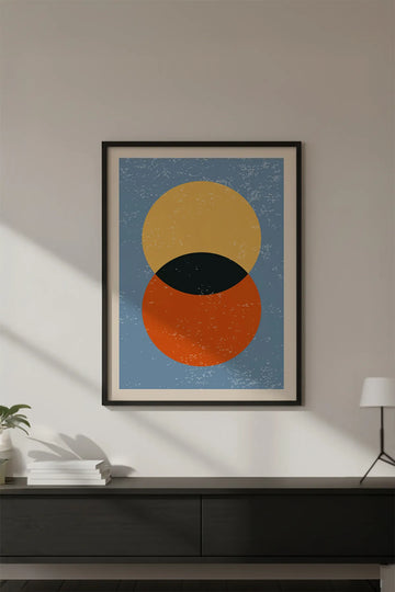 Ahşap Siyah Çerçeveli Soyut Geometrik Desenli Tablo | Huhu603
