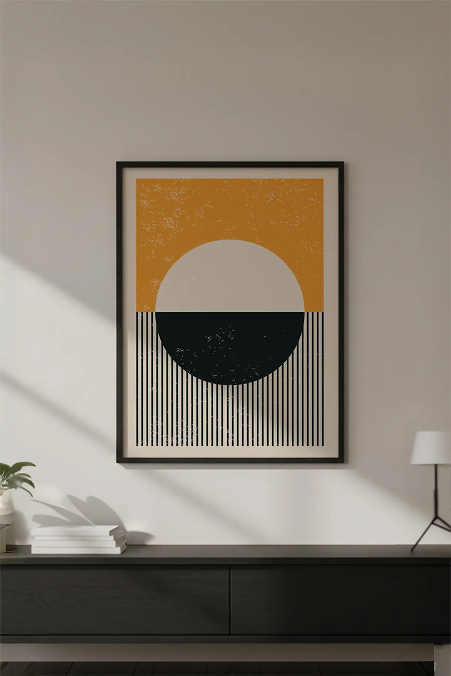 Ahşap Siyah Çerçeveli Soyut Geometrik Desenli Tablo | Huhu605