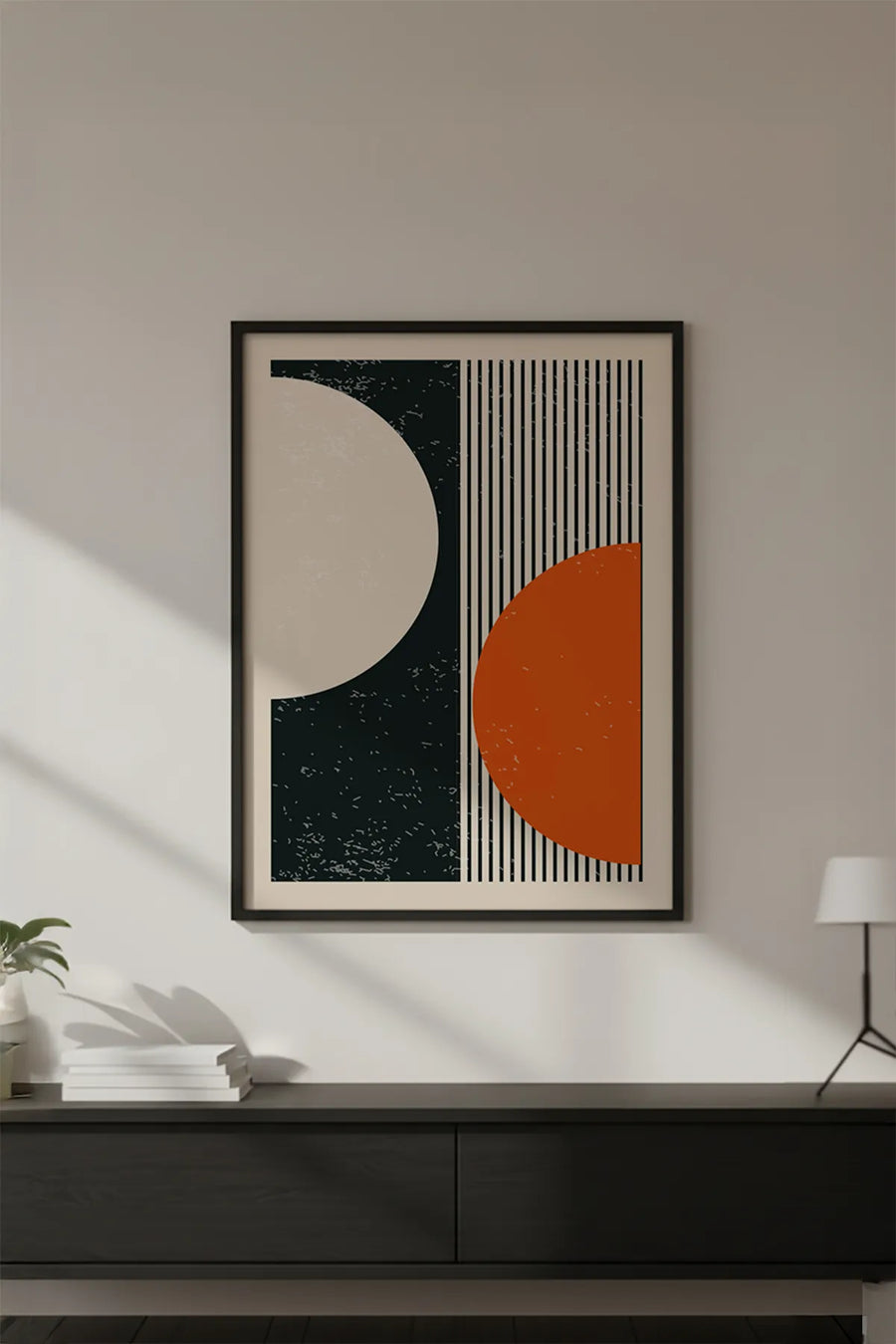 Ahşap Siyah Çerçeveli Soyut Geometrik Desenli Tablo | Huhu606