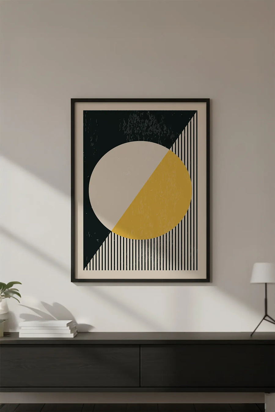 Ahşap Siyah Çerçeveli Soyut Geometrik Desenli Tablo | Huhu607