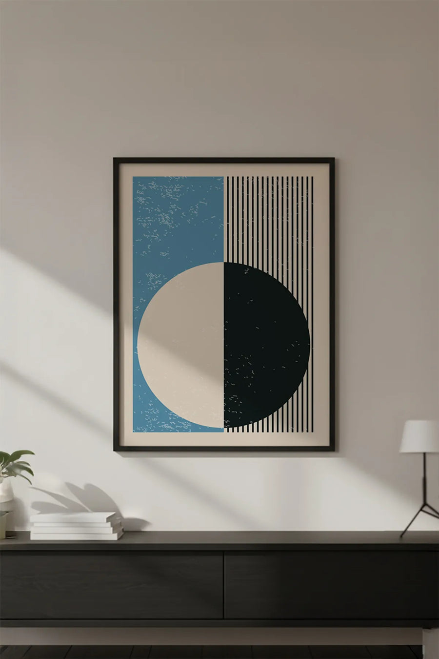 Ahşap Siyah Çerçeveli Soyut Geometrik Desenli Tablo | Huhu608