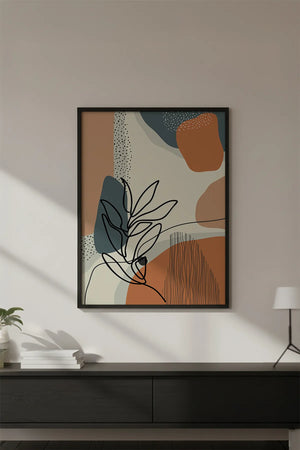 Ahşap Siyah Çerçeveli Soyut Desenli Modern Tablo | Huhu640