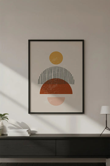 Ahşap Siyah Çerçeveli Geometrik Desenli Modern Tablo | Huhu645