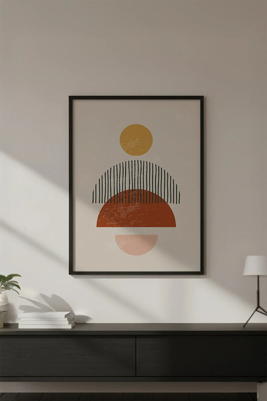 Ahşap Siyah Çerçeveli Geometrik Desenli Modern Tablo | Huhu645