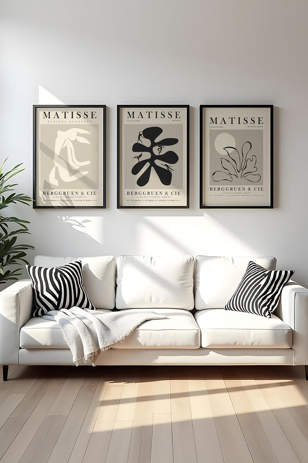 Soyut Desenli Matisse Tablo Seti - Modern 3’lü Set | huhu252