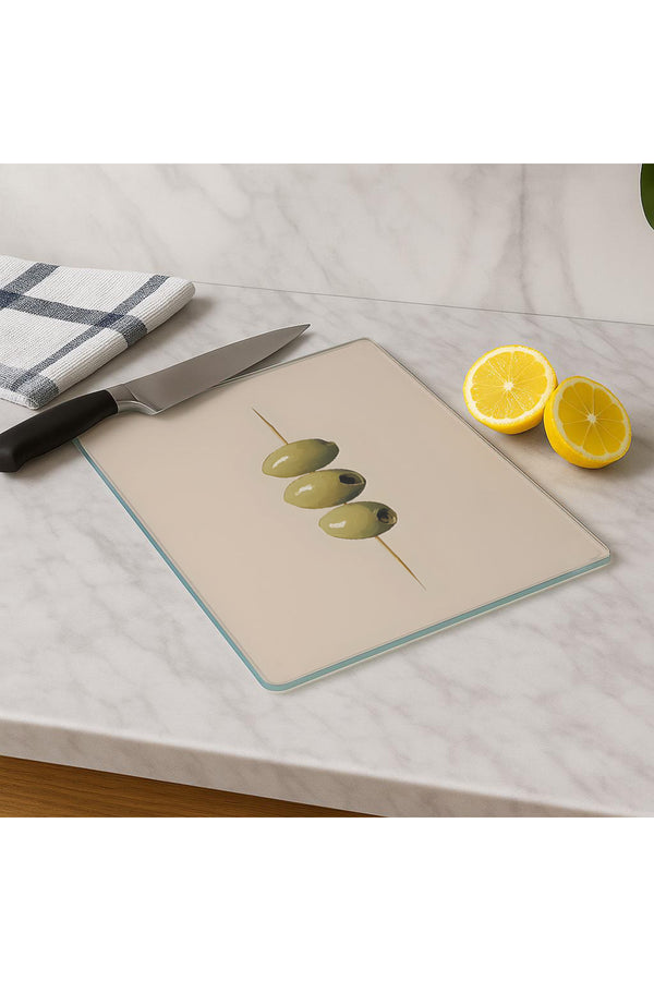 Cam Kesme Tahtası 20x30 cm | Temperli Cam | Hijyenik ve Dayanıklı Mutfak Gereci | KSME13