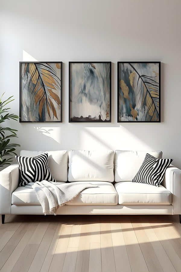 Soyut Desenli Modern Tablo Seti - 3’lü Set | huhu477