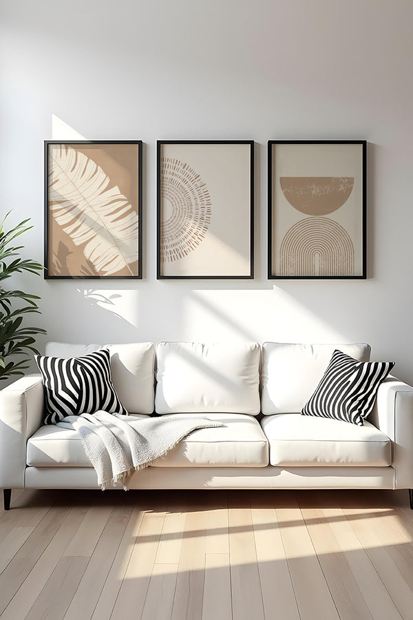 Geometrik Desenli Minimal Tablo Seti - Modern 3’lü Set | huhu259