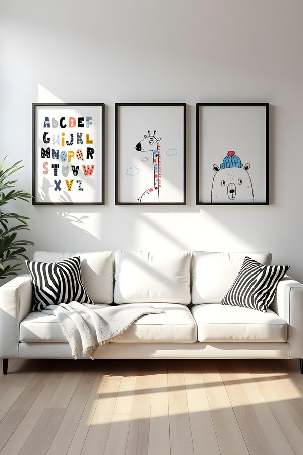 Çocuk Odası İçin Eğlenceli Tablo Seti - 3’lü Set | huhu194