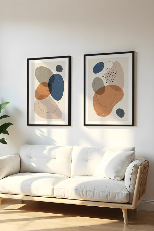 Geometrik Desenli Pastel Tablo Seti - Modern 2’li Set | huhu5