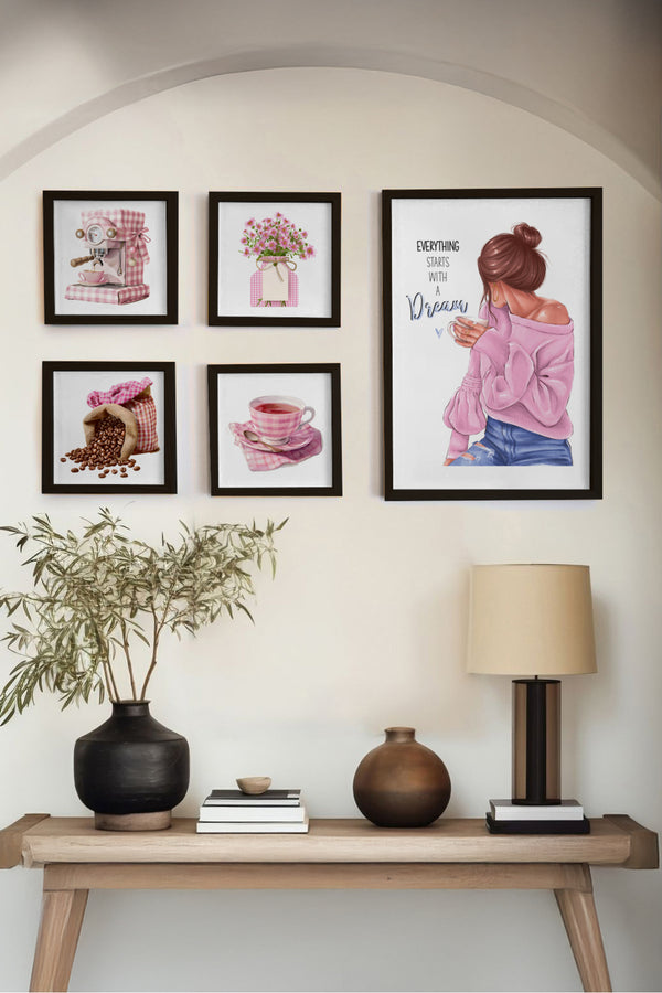 Pastel Temalı Çerçeveli Tablo Seti - Modern 5’li Set | huhu459
