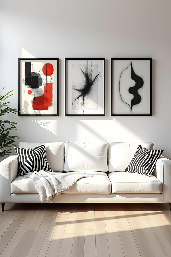 Soyut Desenli Modern Tablo Seti - 3'lü Set | huhu427