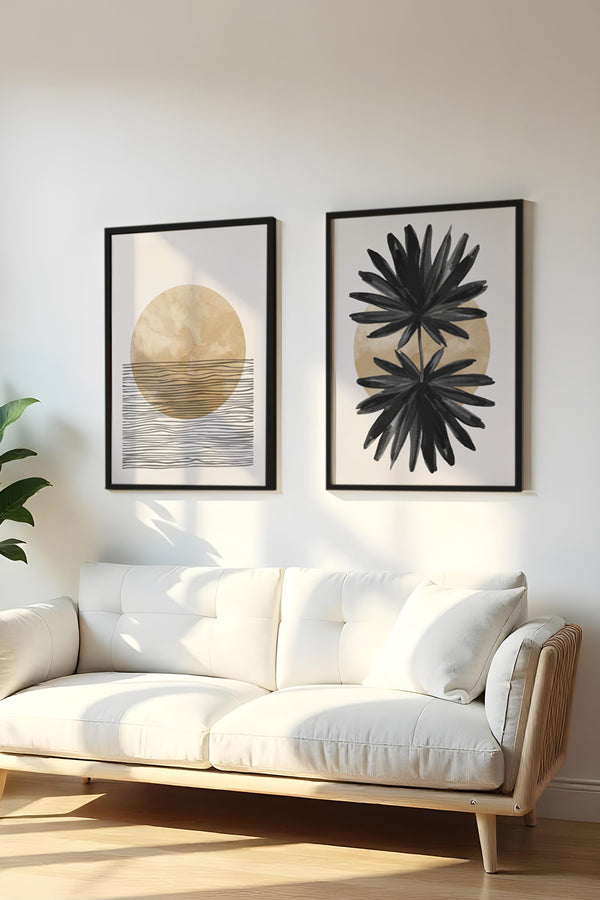 Soyut Desenli Modern Tablo Seti - Minimalist 2’li Set | huhu53