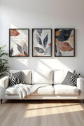 Modern Geometrik Yaprak Desenli Tablo Seti - 3’lü Set | huhu467