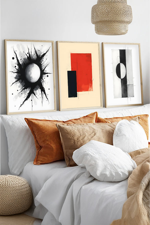 Soyut Desenli Tablo Seti - Modern 3’lü Set | huhu424