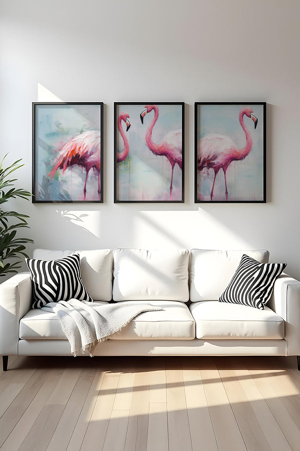 Renkli Flamingo Tablo Seti - Modern 3’lü Set | huhu475