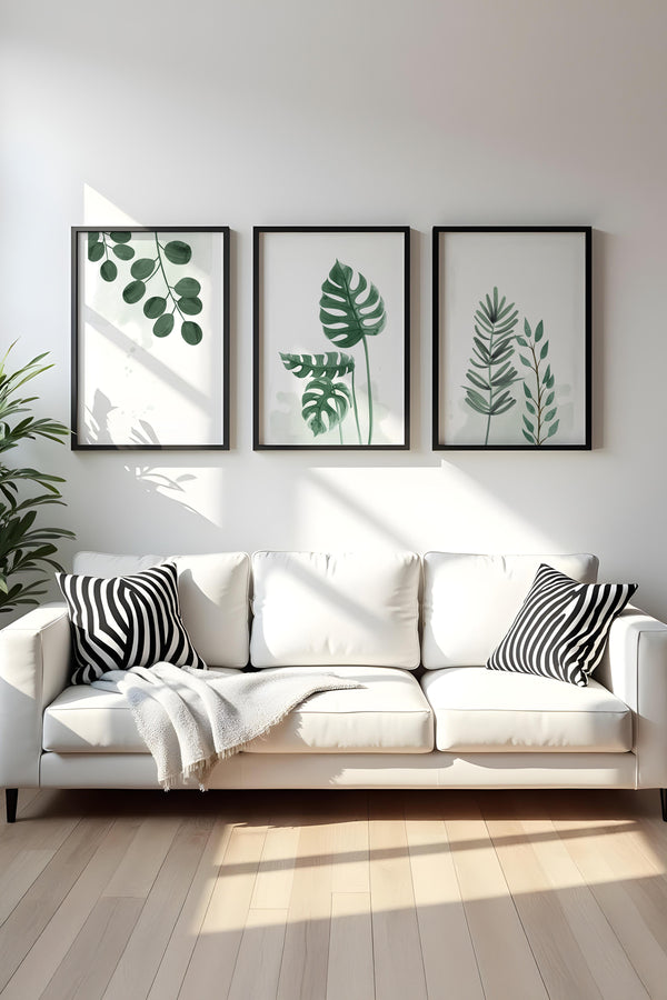 Tropikal Desenli Yeşil Tablo Seti - Modern 3’lü Set | huhu193