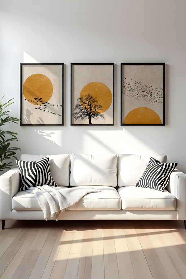 Soyut Geometrik Desenli Tablo Seti - 3’lü Set | huhu147