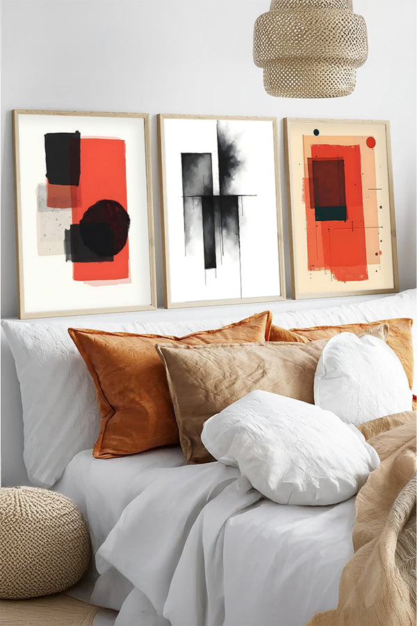 Soyut Desenli Modern Tablo Seti - 3’lü Set | huhu428