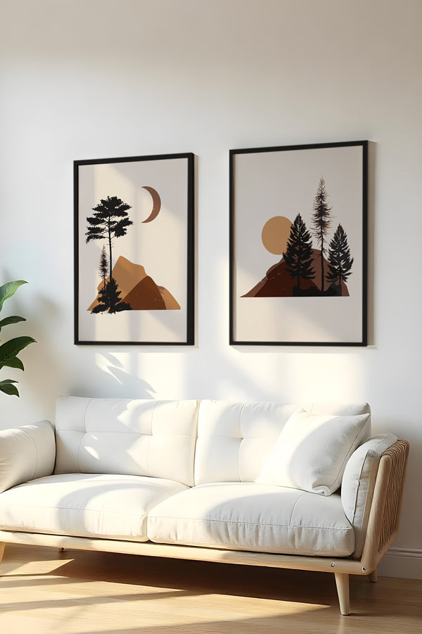 Soyut Doğa Temalı Tablo Seti - Modern 2’li Set | huhu153