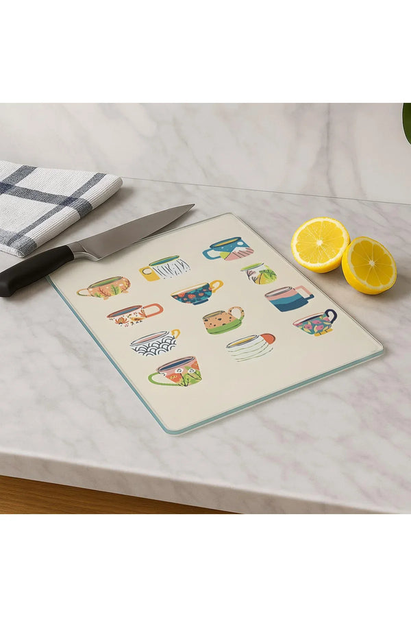 Cam Kesme Tahtası 20x30 cm | Temperli Cam | Hijyenik ve Dayanıklı Mutfak Gereci | KSME37