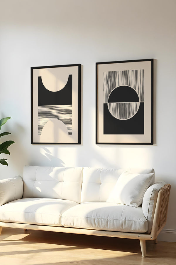 Minimalist Geometrik Desenli Tablo Seti - 2’li Set | huhu80