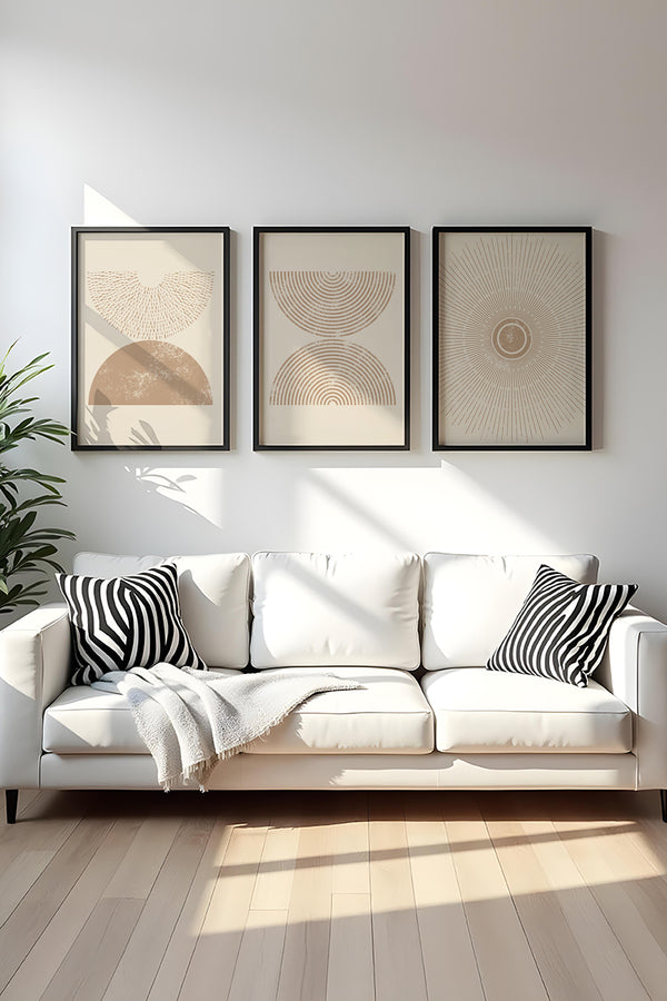 Geometrik Desenli Minimalist Tablo Seti - 3’lü Set | huhu258