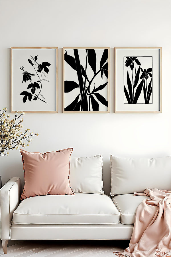 Soyut Siyah Beyaz Tablo Seti - Modern 3’lü Set | huhu482