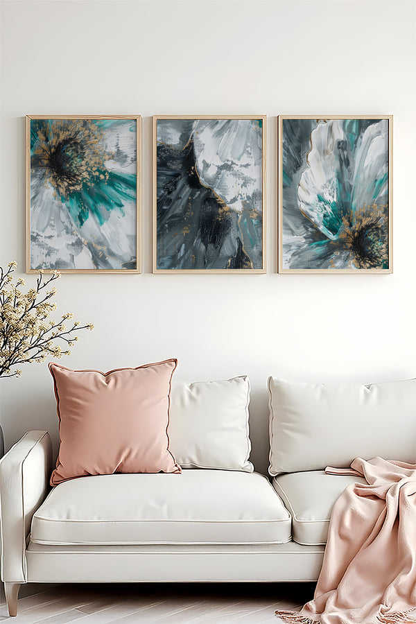 Soyut Desenli Modern Tablo Seti - 3’lü Set | huhu472
