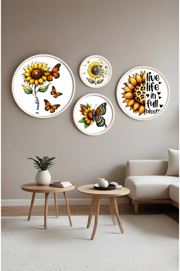 Pastel Tonlu Modern Tablo Seti – 4’lü Yuvarlak Set | Huhu417