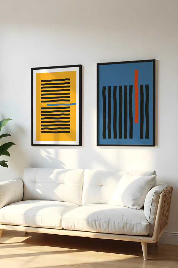 Geometrik Desenli Canlı Renkli Tablo Seti - Modern 2’li Set | huhu128