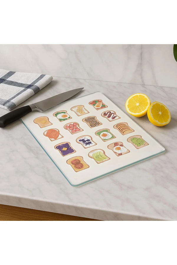 Cam Kesme Tahtası 20x30 cm | Temperli Cam | Hijyenik ve Dayanıklı Mutfak Gereci | KSME31