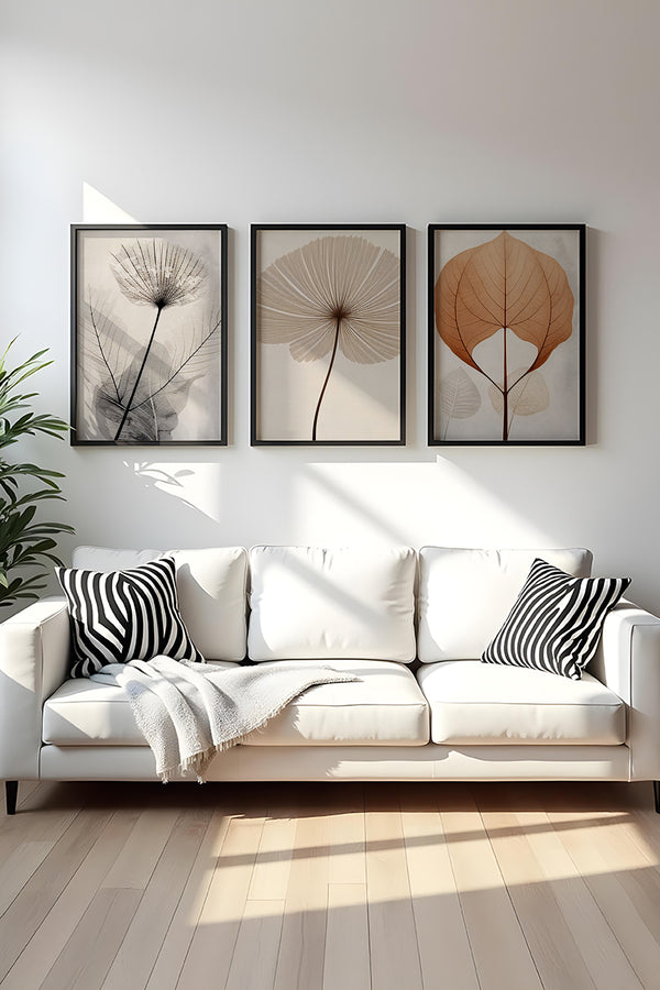 Geometrik Desenli Doğa Tablo Seti - Modern 3’lü Set | huhu481