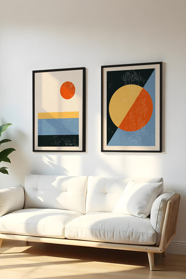 Soyut Geometrik Tablo Seti - Canlı Renkler 2’li Set | huhu11