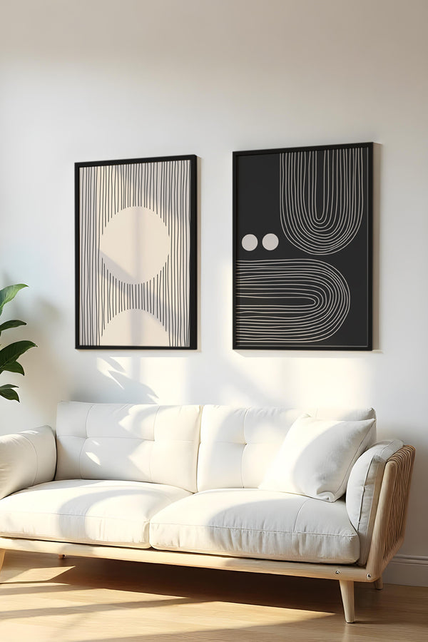 Soyut Desenli Modern Tablo Seti - Minimal 2’li Set | huhu87