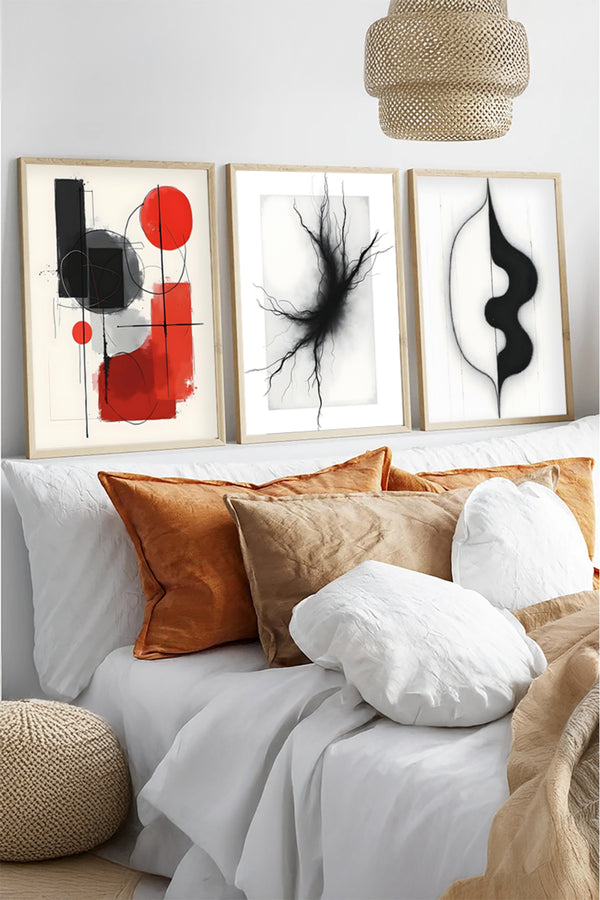 Soyut Desenli Modern Tablo Seti - 3'lü Set | huhu427