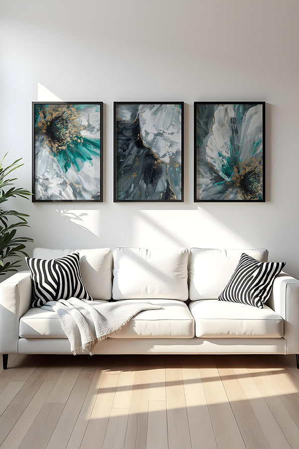 Soyut Desenli Modern Tablo Seti - 3’lü Set | huhu472