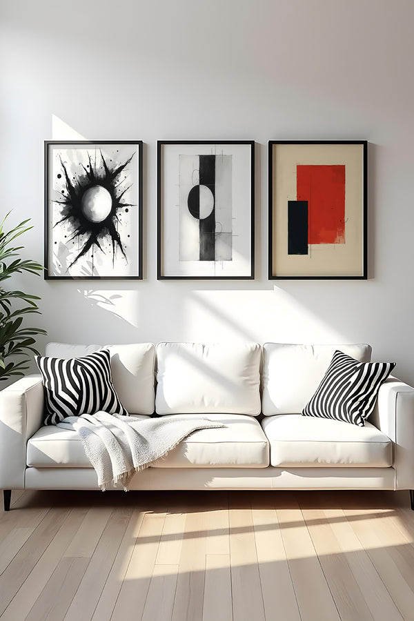 Soyut Desenli Tablo Seti - Modern 3’lü Set | huhu424