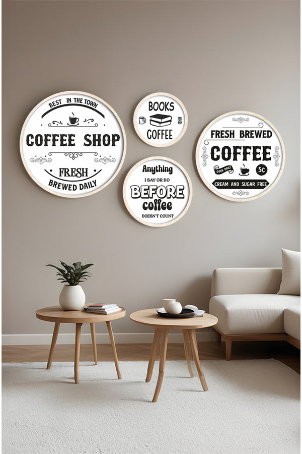 Pastel Tonlu Modern Tablo Seti – 4’lü Yuvarlak Set | Huhu418