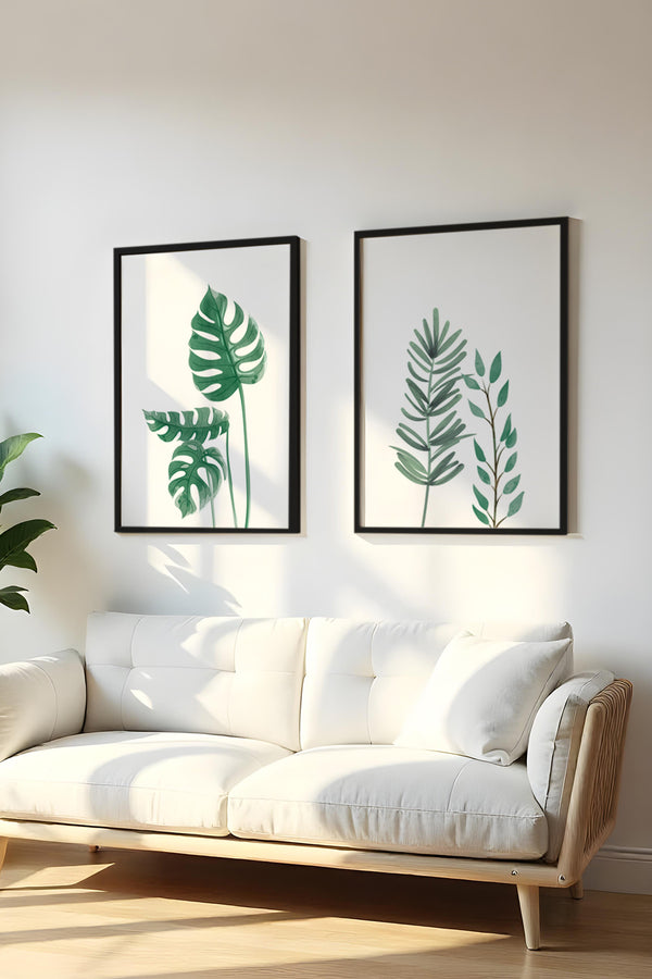 Modern Yaprak Desenli Tablo Seti - 2’li Set | huhu196