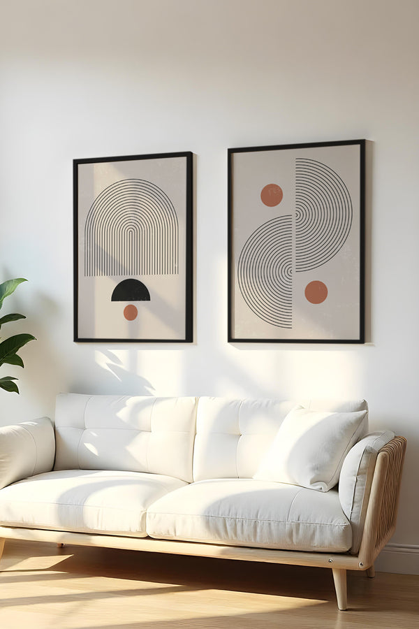 Geometrik Desenli Minimalist Tablo Seti - 2’li Set | huhu62