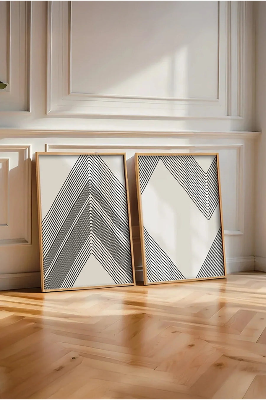 Geometrik Desenli Siyah-Beyaz Tablo Seti - Modern 2’li Set | huhu74