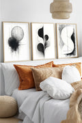 Geometrik Desenli Siyah-Beyaz Tablo Seti - Modern 3’lü Set | huhu436