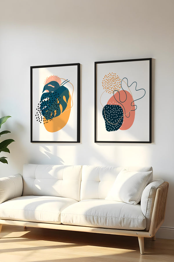 Soyut Desenli Duvar Tablo Seti - Modern 2’li Set | huhu43