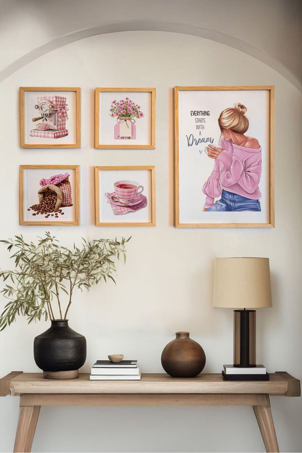 Pastel Renklerde Çerçeveli Tablo Seti - 5’li Set | huhu461