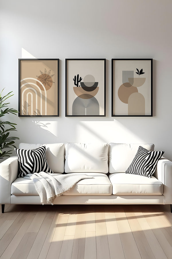 Geometrik Desenli Modern Tablo Seti - 3’lü Set | huhu264