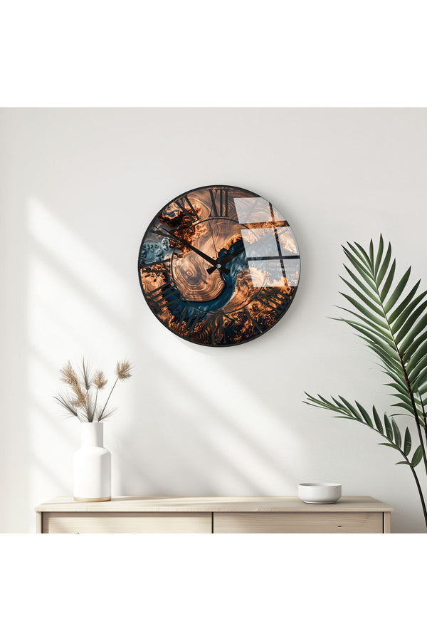 Modern Geometrik Desenli Duvar Saati - Siyah-Beyaz | Huhu327