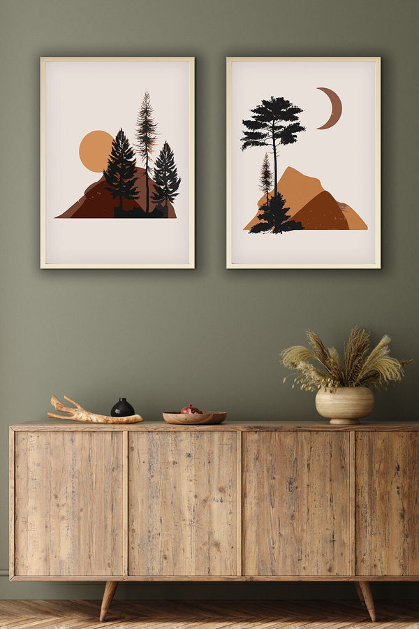 Soyut Doğa Temalı Tablo Seti - Modern 2’li Set | huhu153