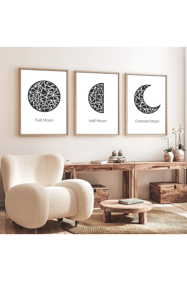 Geometrik Desenli Ay Tablo Seti - Modern 3’lü Set | huhu225